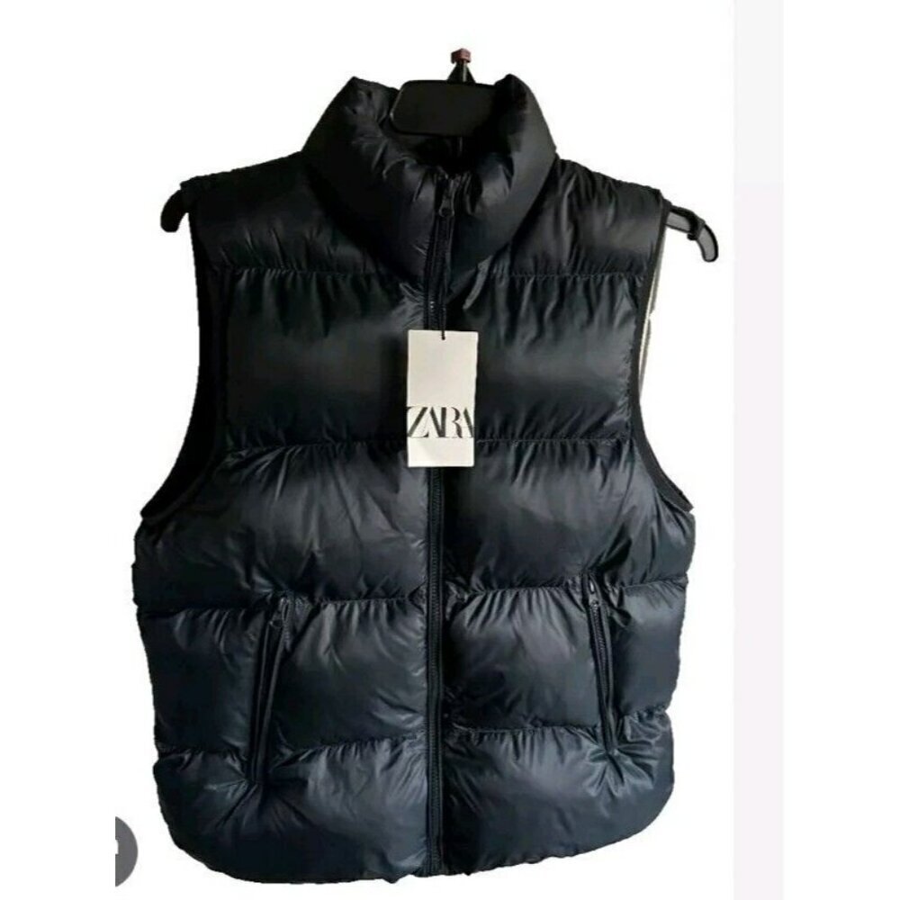 Zara Vest Mens MEDIUM Puffer  Padded Warm Polyester Lightweight Blue 4302 314